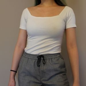 White boatneck shirt